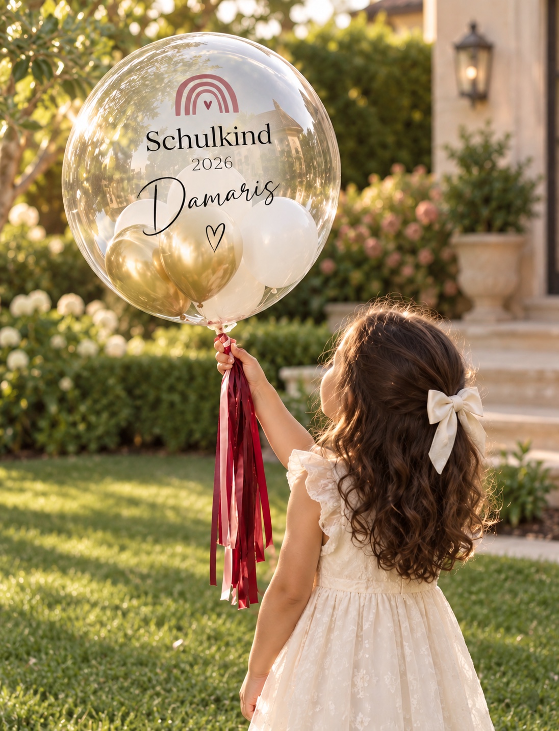 Personalisierter Schulkind-Ballon für den Schulanfang.